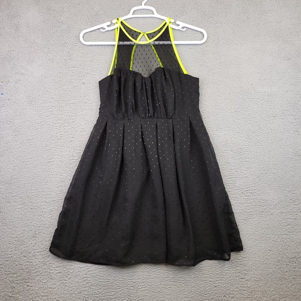 Princess Vera Wang Dress Juniors 11 Black Mesh‎ Short Blouson Yellow Trim Short